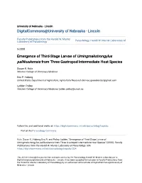 Emergence of Third-Stage Larvae of Umingmakstrongylus Pallikuukensis from Three Gastropod Intermediate Host Species