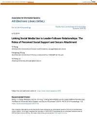 Linking Social Media Use to Leader-Follower Relationships: the Roles of Perceived Social Support and Secure Attachment