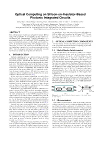 Optical Computing on Silicon-On-Insulator-Based Photonic Integrated Circuits