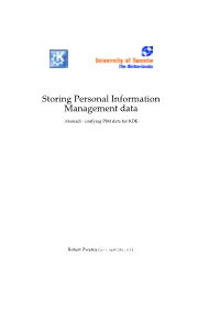 Storing Personal Information Management Data