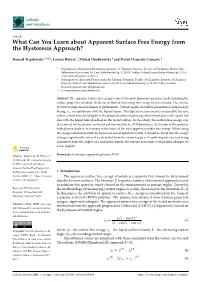 What Can You Learn About Apparent Surface Free Energy from the Hysteresis Approach?