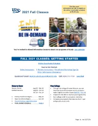 Fall 2021 Schedule of Classes, Rev 5/24/21