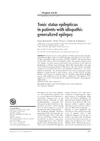 Tonic Status Epilepticus in Patients with Idiopathic Generalized Epilepsy