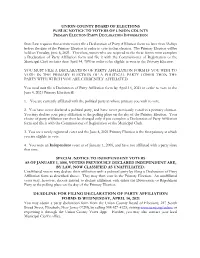 Deadline for Filing Declaration of Party Affiliation Forms Is Wednesday, April 14, 2021
