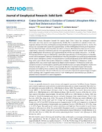Evolution of Cratonic Lithosphere After a Rapid Keel Delamination Event