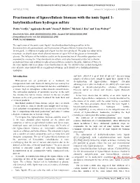 Fractionation of Lignocellulosic Biomass with the Ionic Liquid 1- Butylimidazolium Hydrogen Sulfate