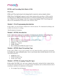 MACOB IT SOLUTIONS LLC HTML and Cascading Style Sheets (CSS