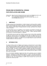 Problems in Residential Design for Ventilation and Noise