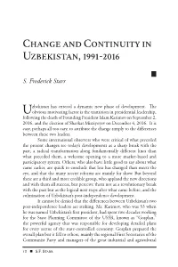 Read S. Frederick Starr's Chapter, "Continuity and Change In