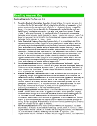 Reading Answer Key Reading Diagnostic Pre-Test, Pp