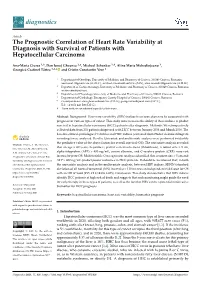 The Prognostic Correlation of Heart Rate Variability at Diagnosis with Survival of Patients with Hepatocellular Carcinoma