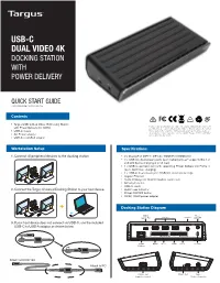 Usb-C Dual Video 4K Docking Station with Power Delivery