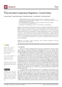 Virus-Encoded Complement Regulators: Current Status