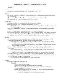 Formula Wave Class (FWC) Bylaws & Rules