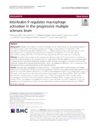 Interleukin-9 Regulates Macrophage Activation in the Progressive Multiple Sclerosis Brain