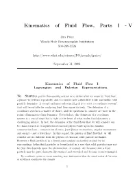 Kinematics of Fluid Flow, Parts I