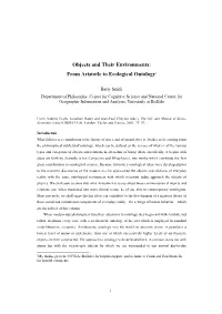 Objects and Their Environments: from Aristotle to Ecological Ontology1
