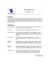 Open Data Policy Purpose Definitions