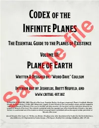 Plane of Earth Written & Designed by “Weird Dave” Coulson
