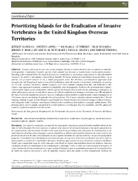 Prioritizing Islands for the Eradication of Invasive Vertebrates in the United Kingdom Overseas Territories