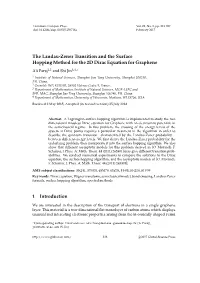 The Landau-Zener Transition and the Surface Hopping Method for the 2D Dirac Equation for Graphene