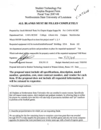 BLANKS MUST BE FILLED COMPLETELY the Proposal Must Include All Specifications, Description, Model Number, Quotation, Cost, S