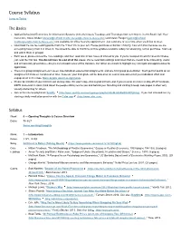Course Syllabus