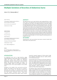Multiple Variations of Branches of Abdominal Aorta Salve V M , Ratanprabha C