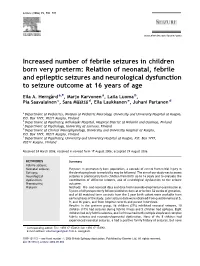 Relation of Neonatal, Febrile and Epileptic Seizures and Neurological Dysfunction to Seizure Outcome at 16 Years of Age