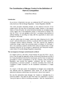 The Contribution of Merger Control to the Definition of Harm to Competition