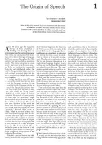 The Origin of Speech