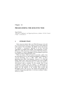 Chapter 14 PROGRAMMING the SEMANTIC WEB