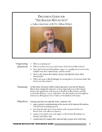 Discussion Guide for “The Iranian Revolution” a Video Interview with Dr