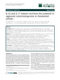 IL-32 and IL-17 Interact and Have the Potential to Aggravate