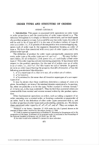 Order Types and Structure of Orders