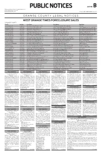 PUBLIC NOTICES SECTION B Find Your Notices Online At: Orangeobserver.Com, Floridapublicnotices.Com and Businessobserverfl.Com THURSDAY, NOVEMBER 9, 2017