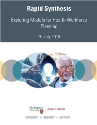 Rapid Synthesis. Exploring Models for Health Workforce Planning