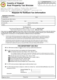 Request for Rollback Information