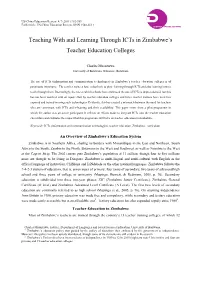 Teaching with and Learning Through Icts in Zimbabwe's Teacher