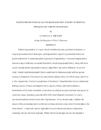 Testing Predictions of Island Biogeography Theory in Tropical