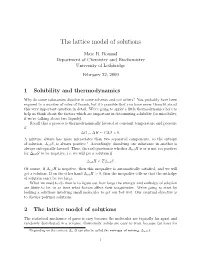 The Lattice Model of Solutions