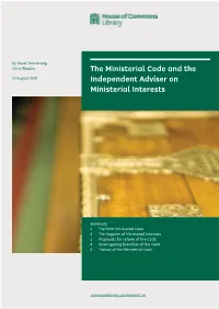 The Ministerial Code and the Independent Adviser on Ministers