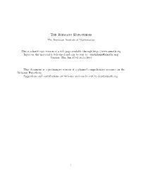 The Riemann Hypothesis the American Institute of Mathematics