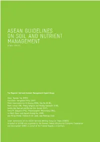 Asean Guidelines on Soil and Nutrient Management (Final Draft)