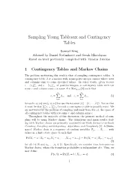 Sampling Young Tableaux and Contingency Tables