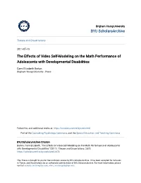 The Effects of Video Self-Modeling on the Math Performance of Adolescents with Developmental Disabilities
