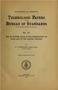 Use of Sodium Salts in the Purification of Clays and in the Casting Process
