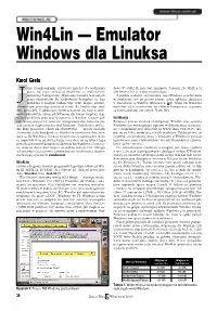 Win4lin — Emulator Windows Dla Linuksa