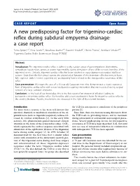 A New Predisposing Factor for Trigemino-Cardiac Reflex During Subdural Empyema Drainage