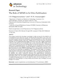 Research Paper the Role of MEMS in In-Vitro-Fertilization